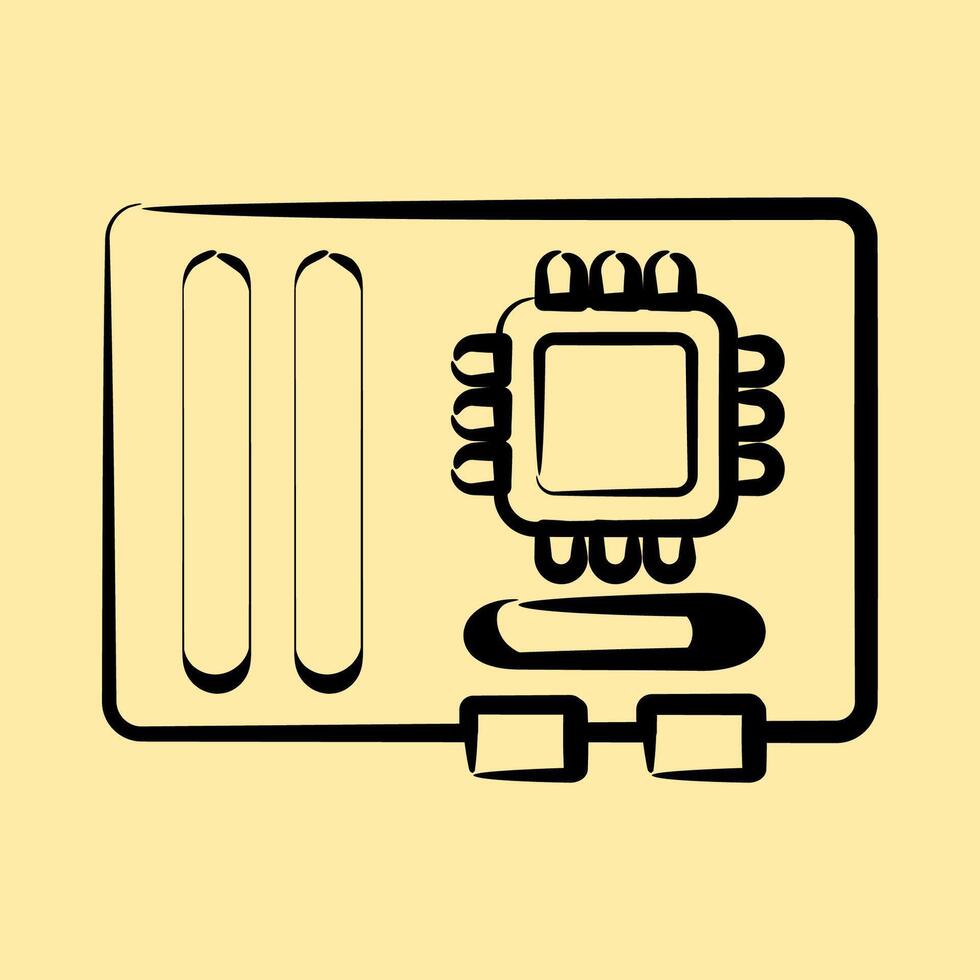 Icon motherboard. Computer components elements. Icon in hand drawn style. vector