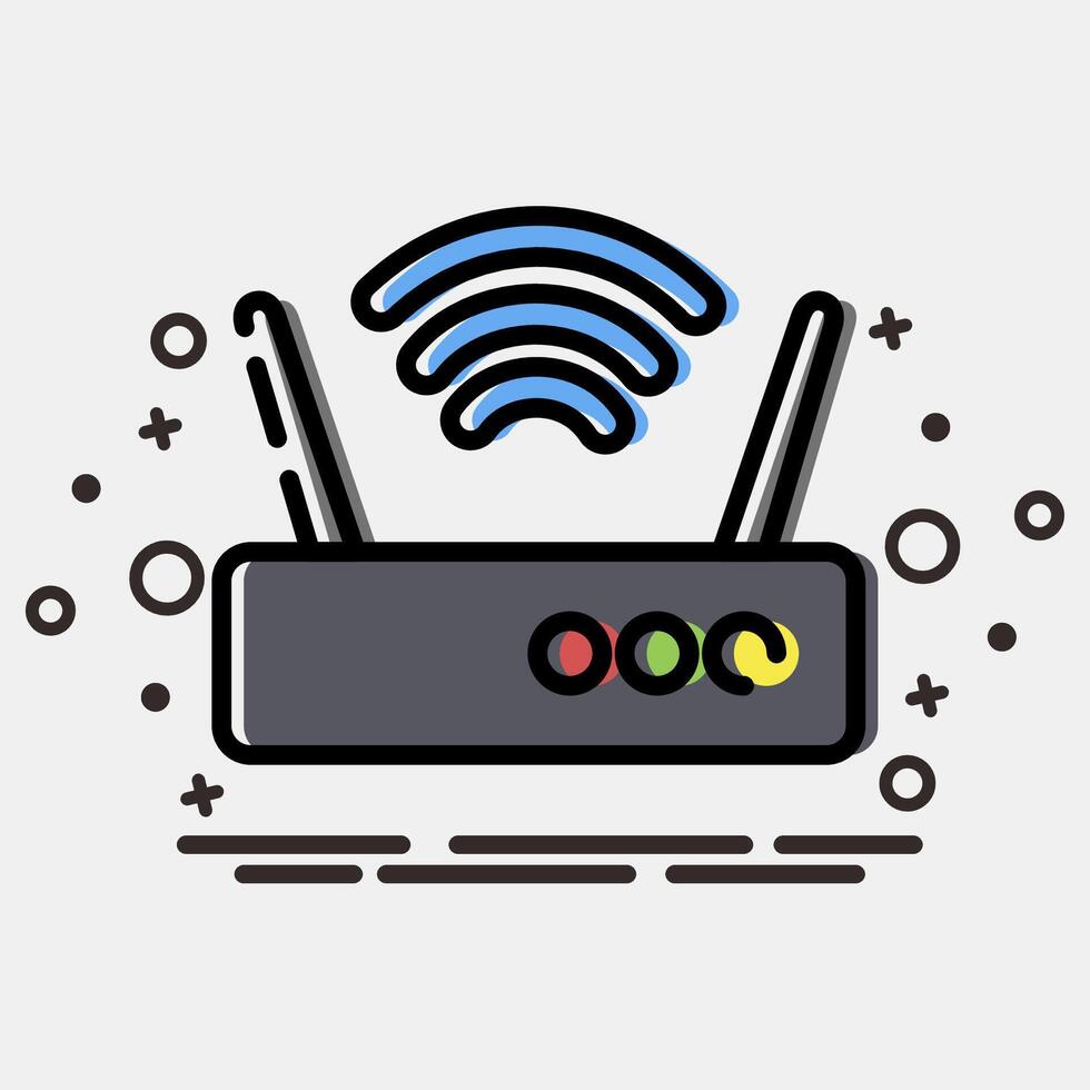 Icon router. Computer components elements. Icon in MBE style. vector