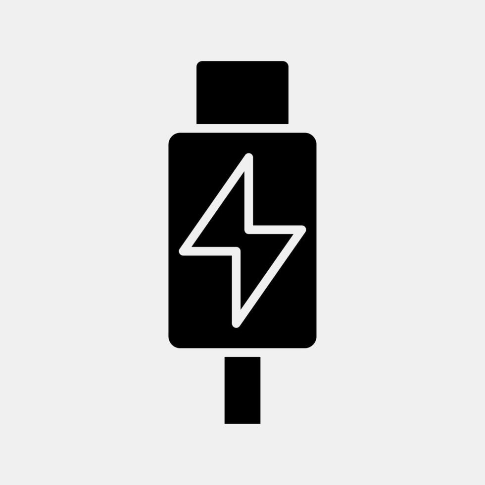 Icon thunderbolt. Computer components elements. Icon in glyph style. vector