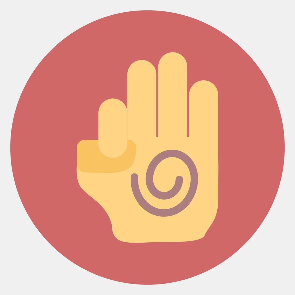 Icon meditation hand. Buddhism and vesak elements. Icon in color mate style. vector