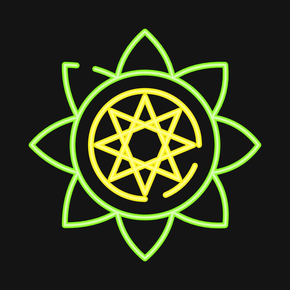 Icon mandala art. Buddhism and vesak elements. Icon in neon style. vector