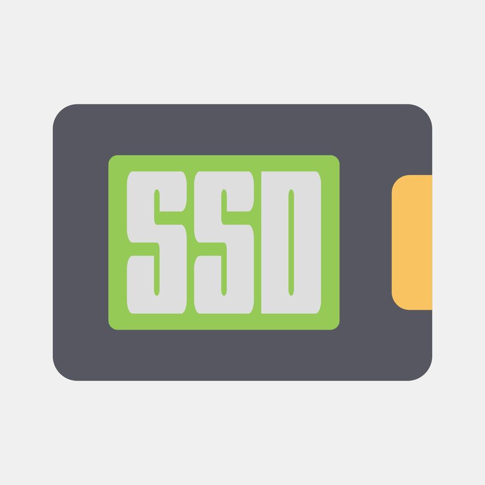 Icon ssd. Computer components elements. Icon in flat style. vector