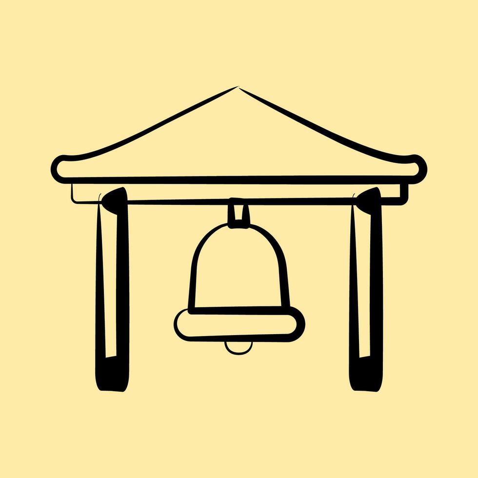 Icon bell. Buddhism and vesak elements. Icon in hand drawn style. vector