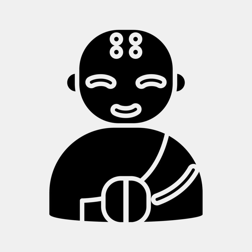 Icon monk. Buddhism and vesak elements. Icon in glyph style. vector