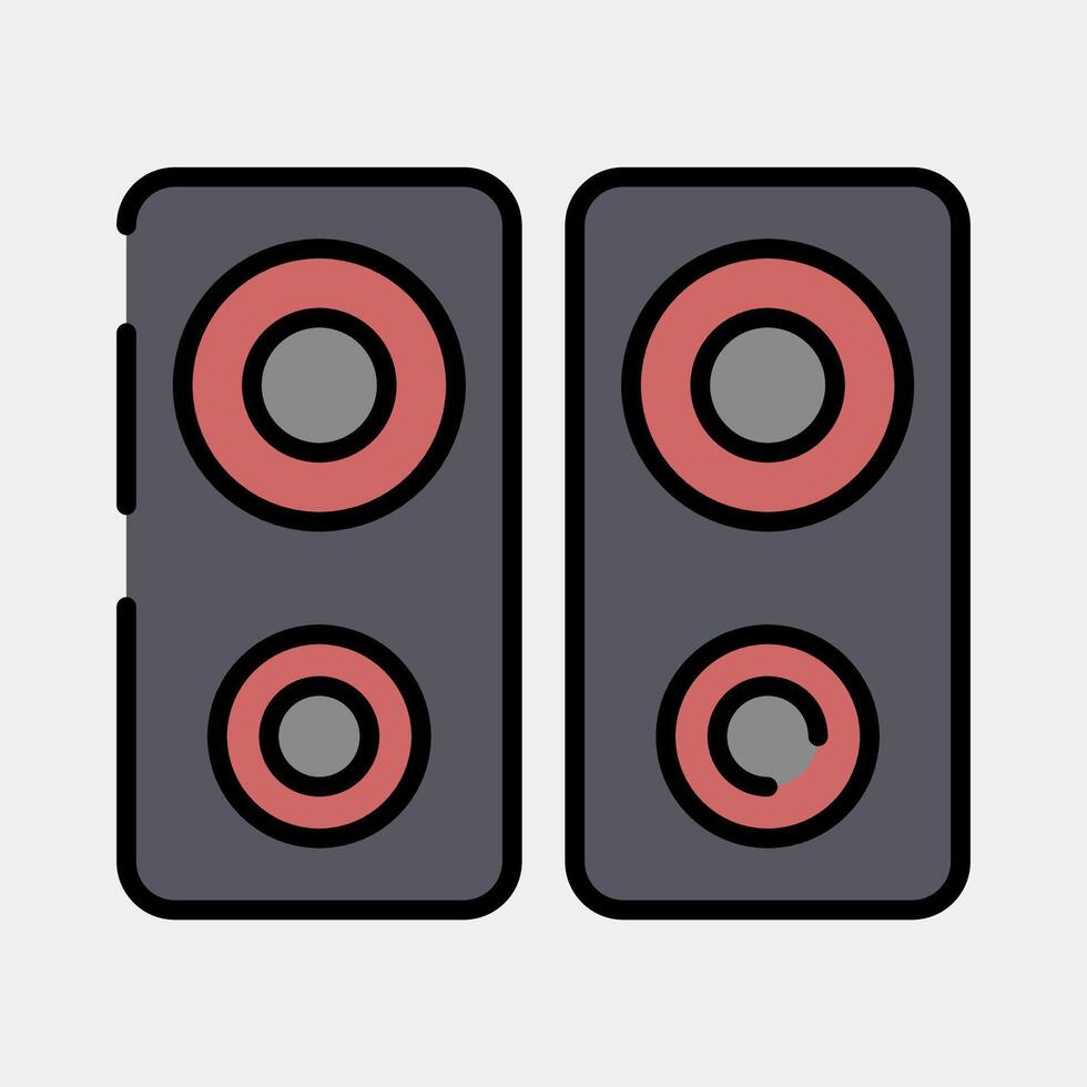 Icon music device. Computer components elements. Icon in filled line style. vector