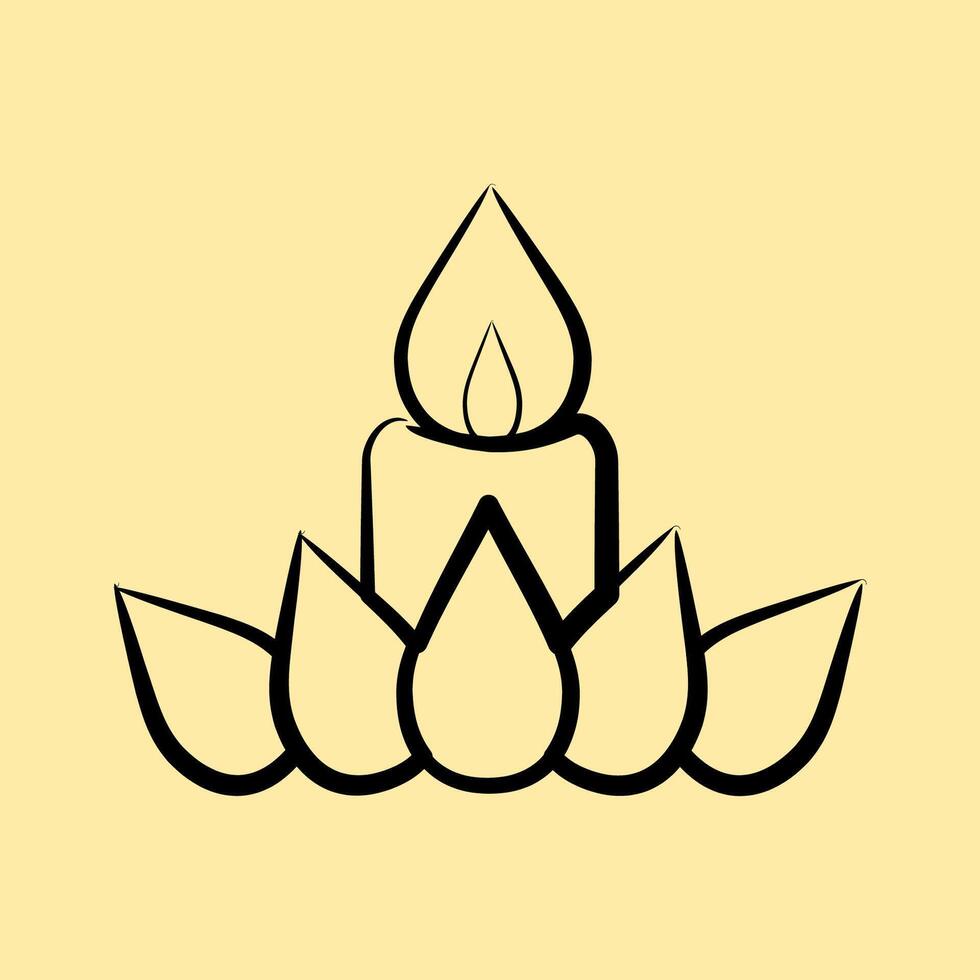 Icon candle. Buddhism and vesak elements. Icon in hand drawn style. vector