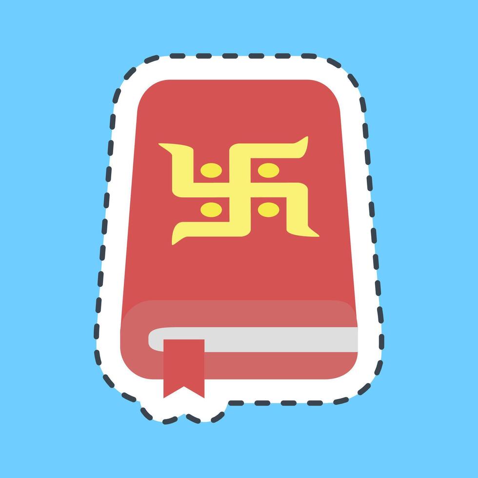 Cutting line sticker holy book. Buddhism and vesak elements. vector