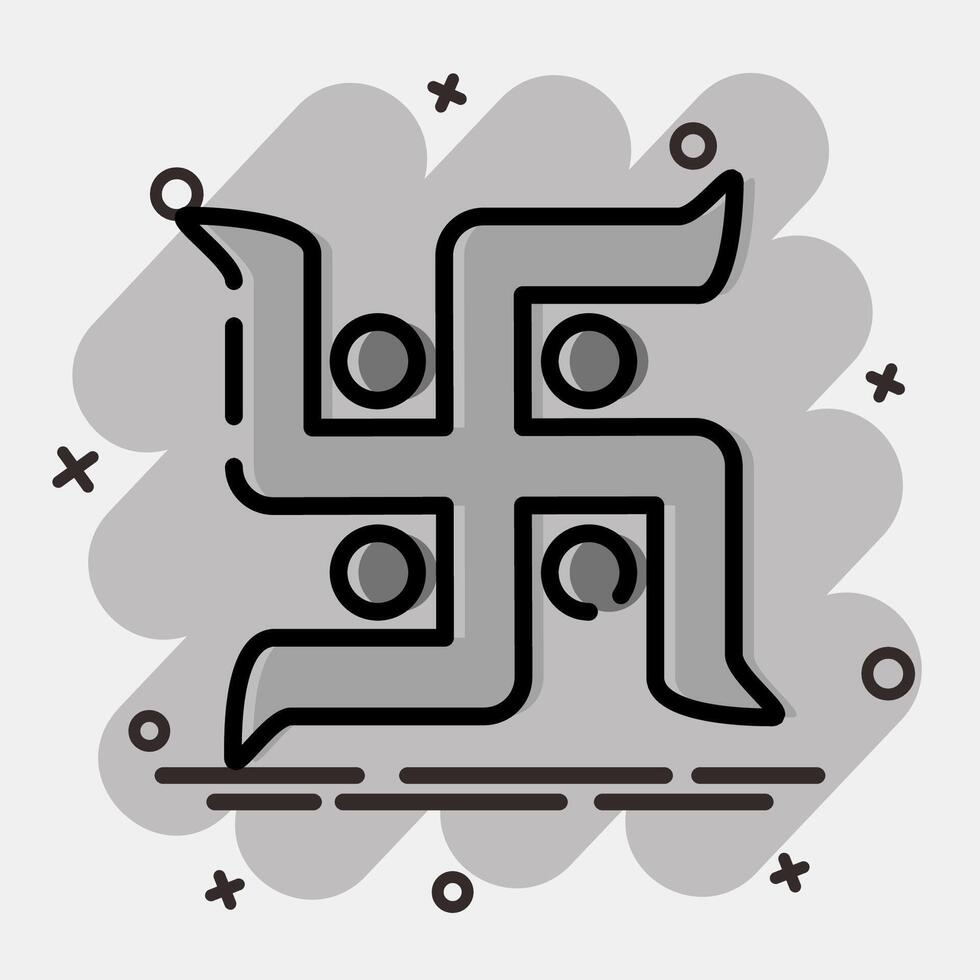 Icon swastika. Buddhism and vesak elements. Icon in comic style. vector