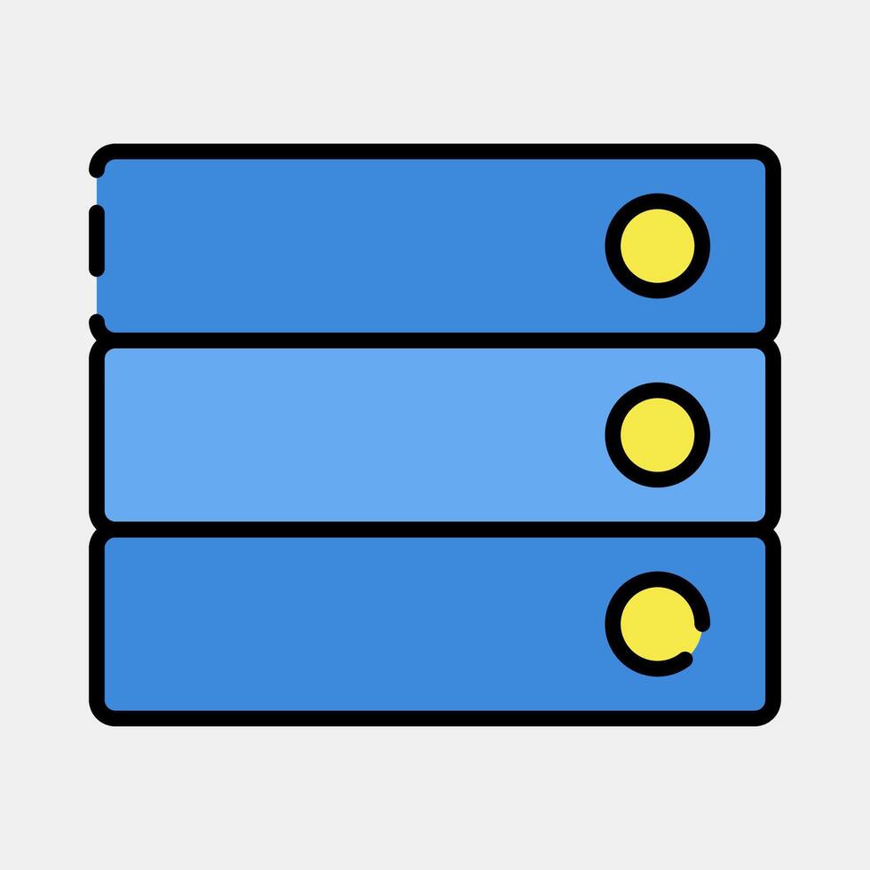 Icon database. Computer components elements. Icon in filled line style. vector