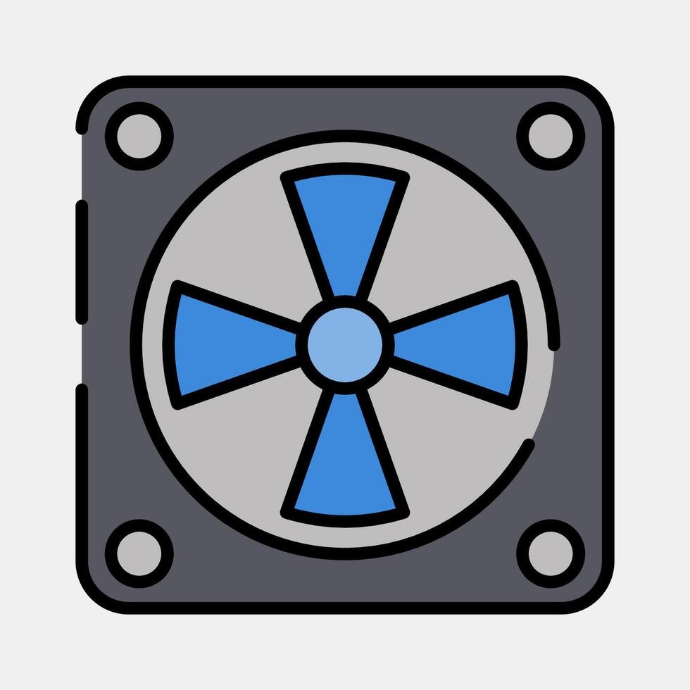 Icon cooling fan. Computer components elements. Icon in filled line style. vector