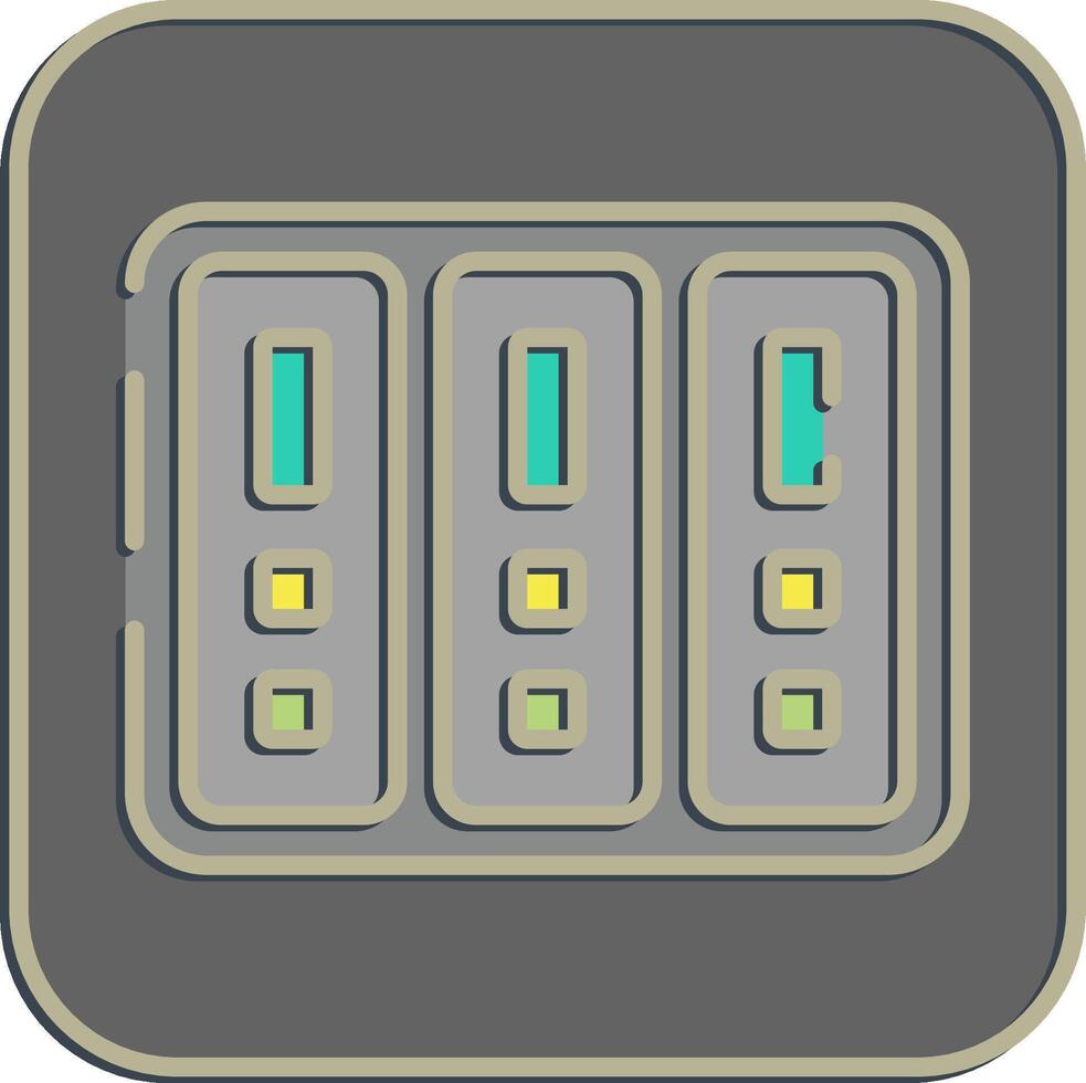 Icon data center. Computer components elements. Icon in embossed style. vector