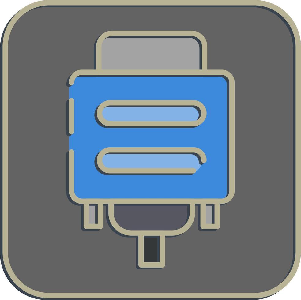 Icon vga. Computer components elements. Icon in embossed style. vector