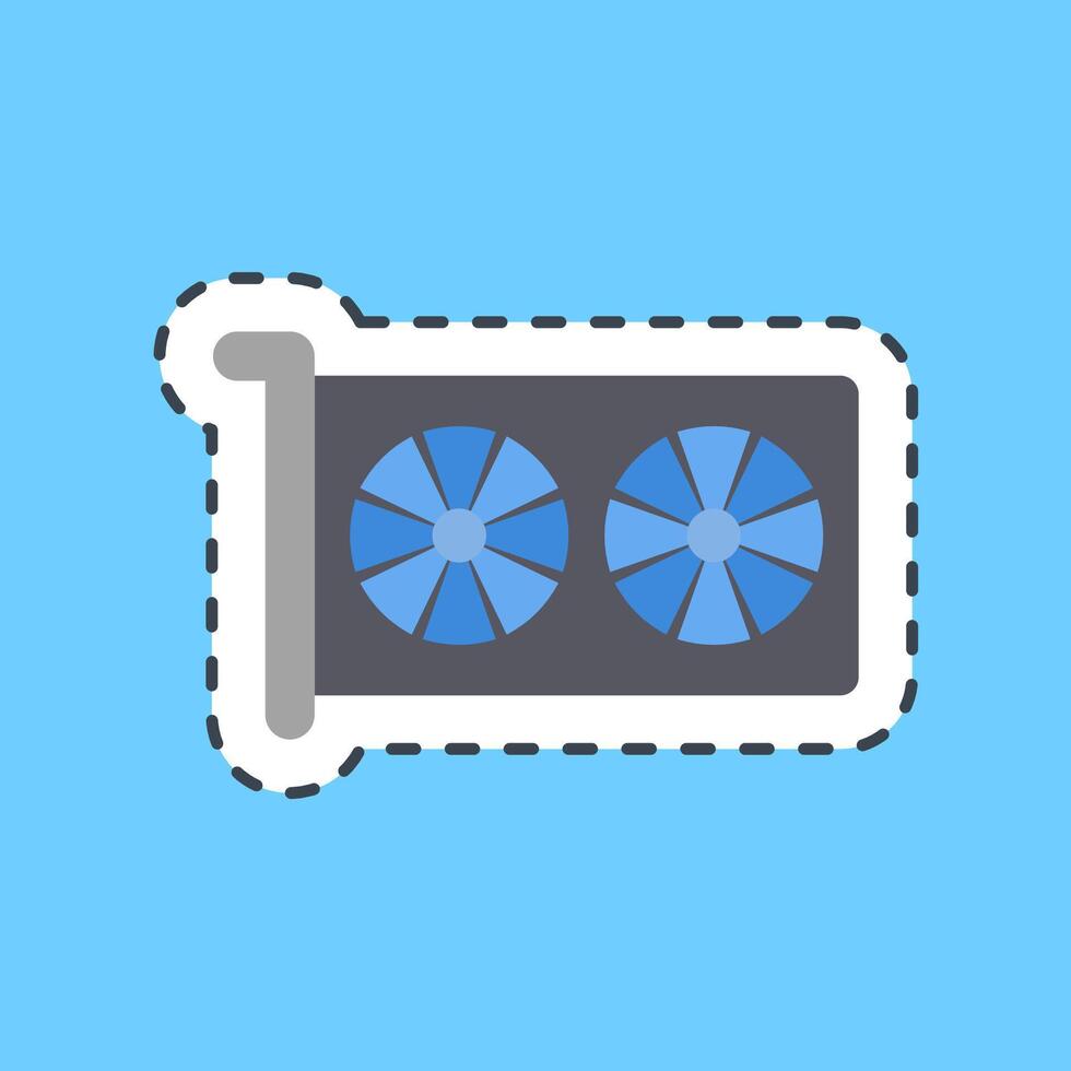 Cutting line sticker graphics. Computer components elements. vector