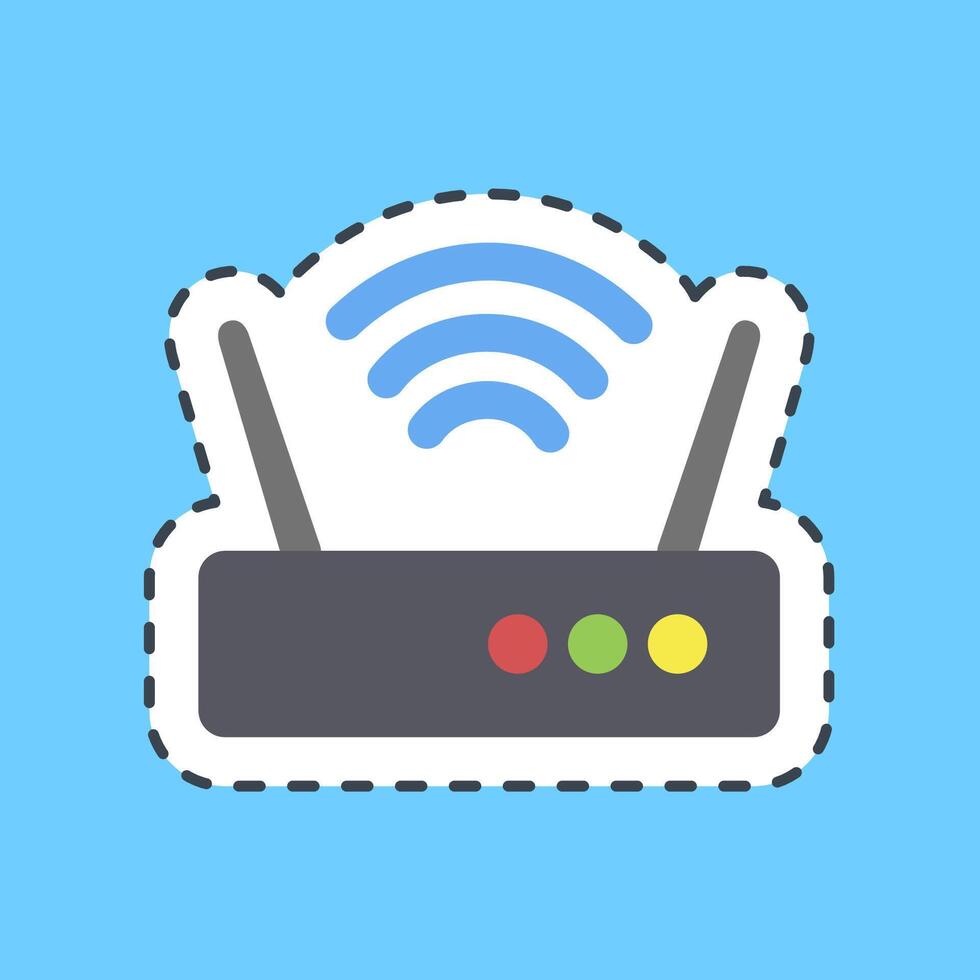 Cutting line sticker router. Computer components elements. vector