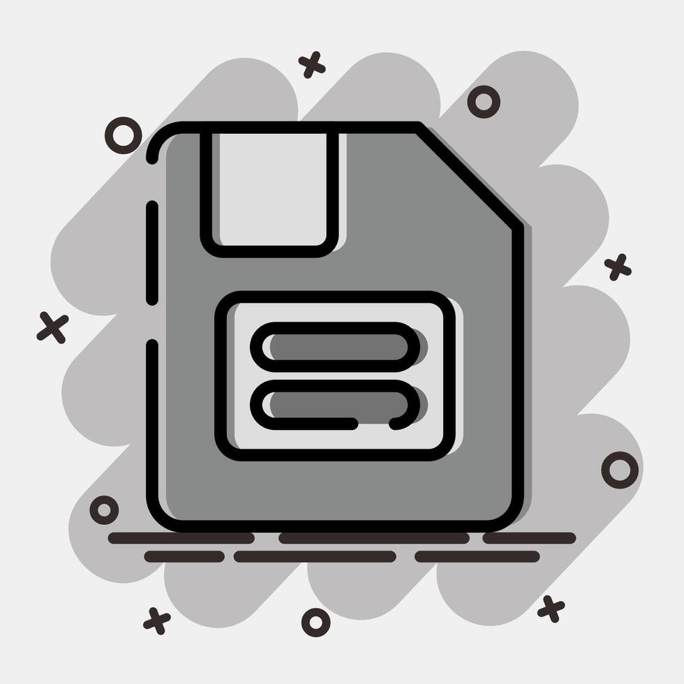 Icon floppy disk. Computer components elements. Icon in comic style. vector