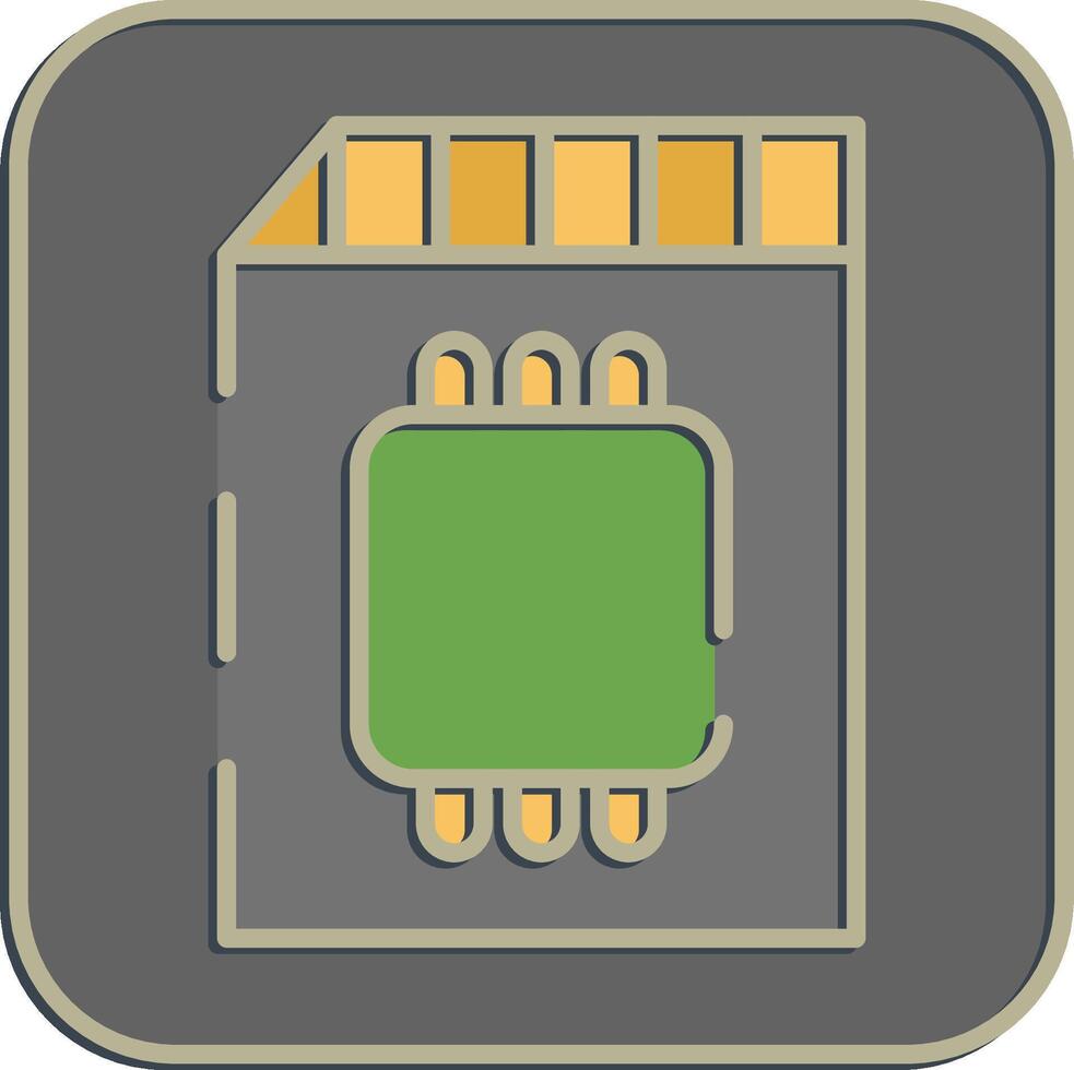 Icon memory card. Computer components elements. Icon in embossed style. vector