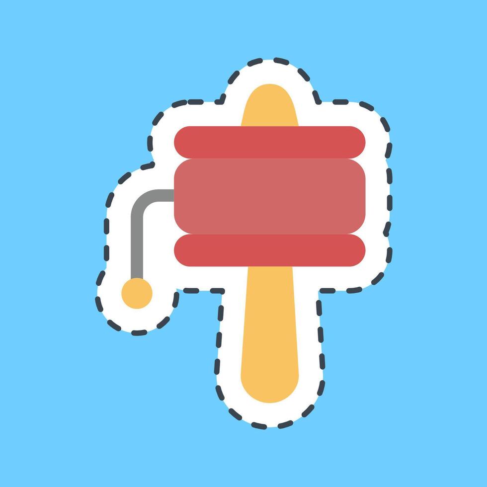 Cutting line sticker buddhist rattle. Buddhism and vesak elements. vector