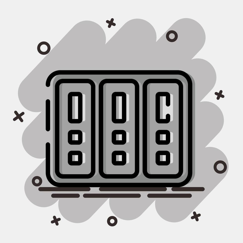 icono datos centro. computadora componentes elementos. icono en cómic estilo. vector