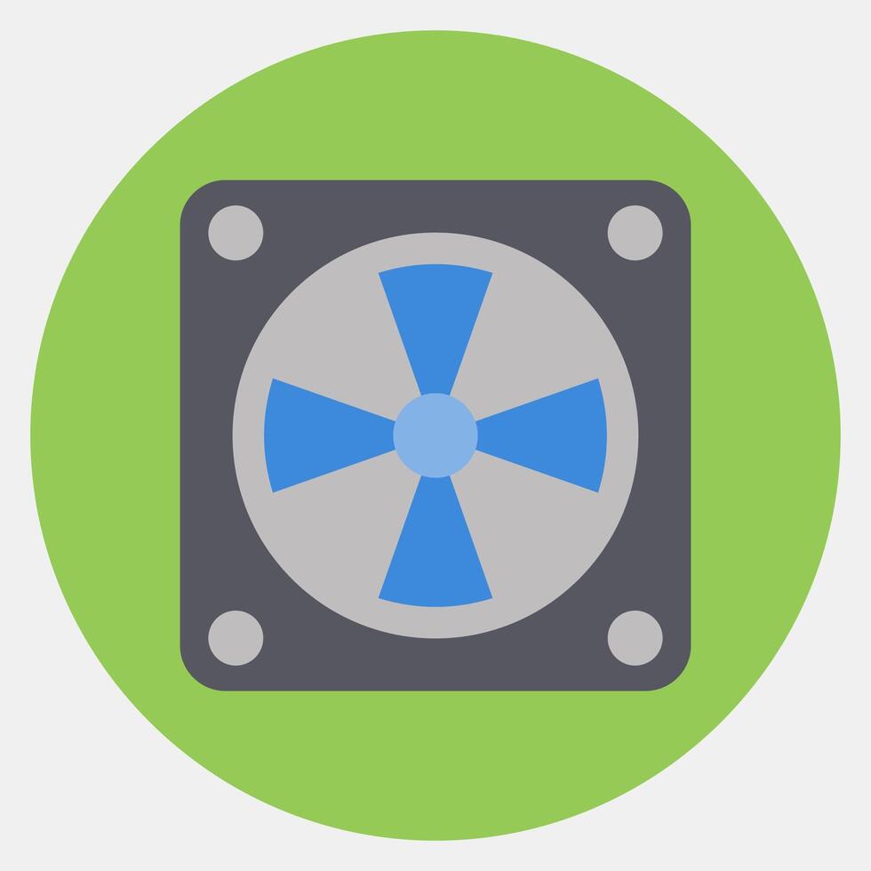 Icon cooling fan. Computer components elements. Icon in color mate style. vector