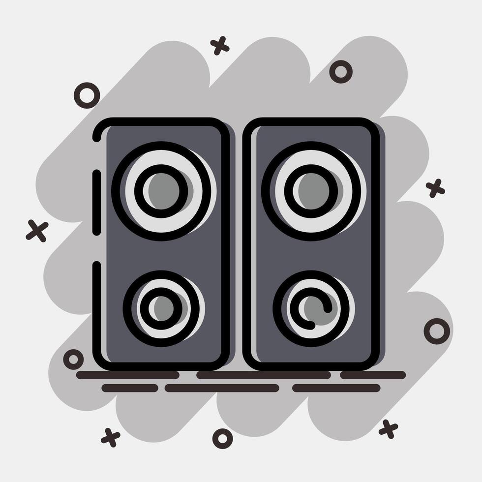 Icon music device. Computer components elements. Icon in comic style. vector