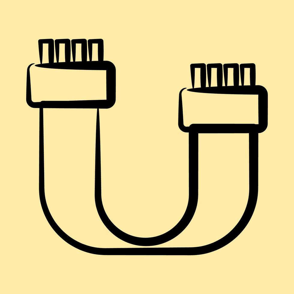 Icon sata. Computer components elements. Icon in hand drawn style. vector