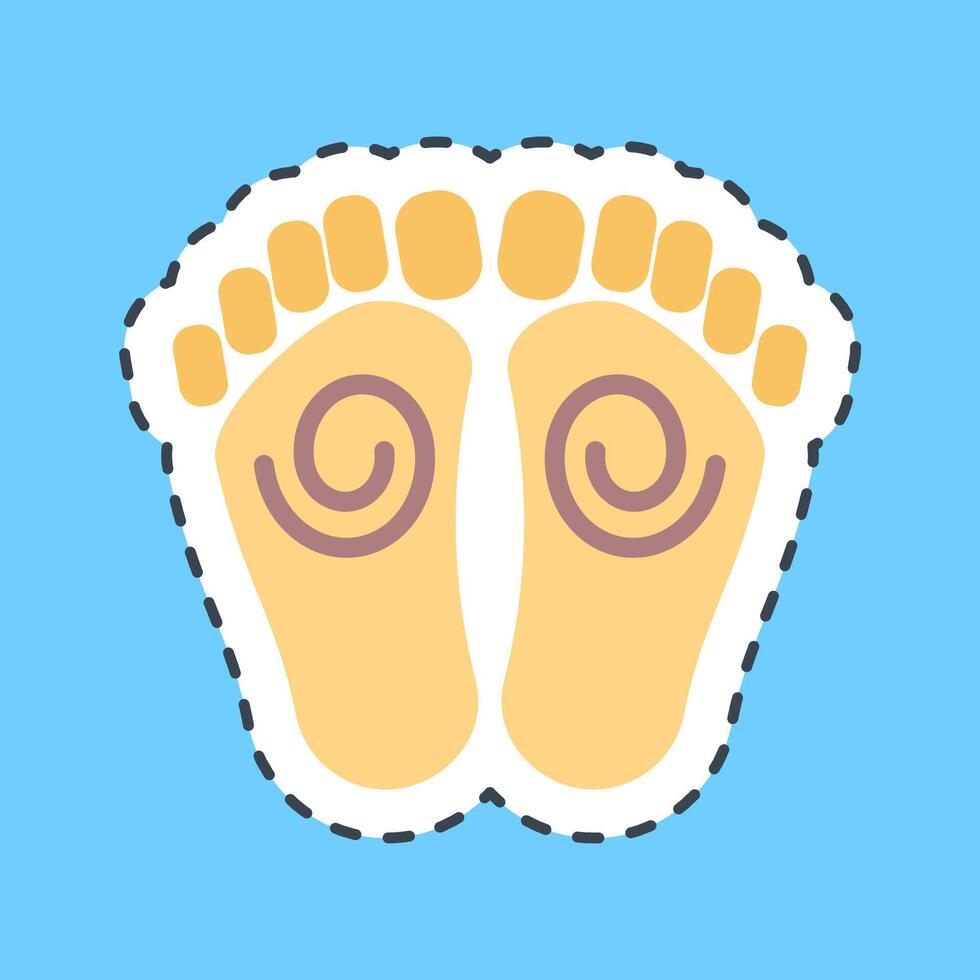 Cutting line sticker buddha feet. Buddhism and vesak elements. vector