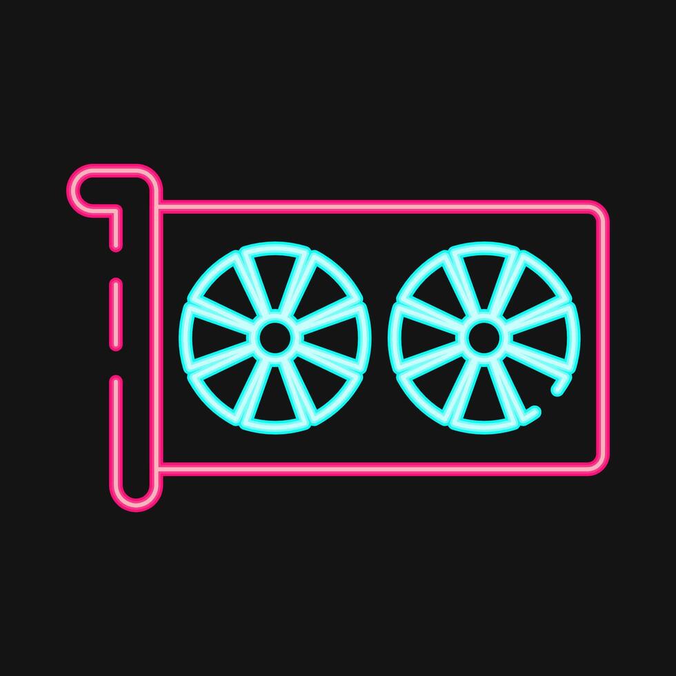 Icon graphics. Computer components elements. Icon in neon style. vector