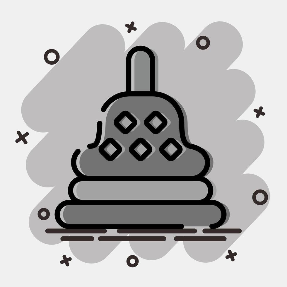 Icon stupa temple. Buddhism and vesak elements. Icon in comic style. vector