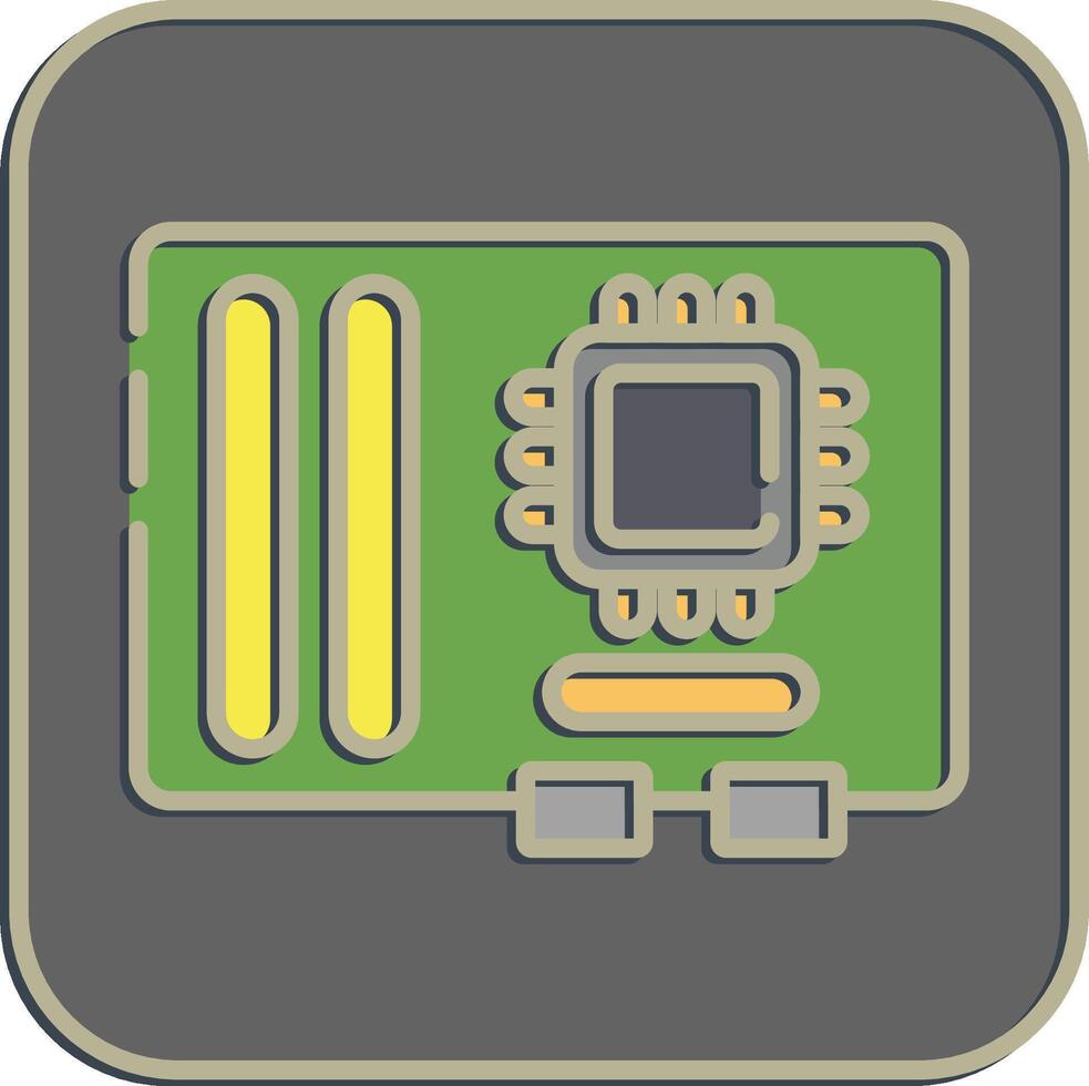 Icon motherboard. Computer components elements. Icon in embossed style. vector