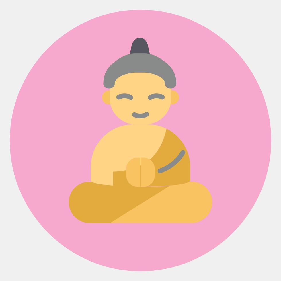 Icon meditation. Buddhism and vesak elements. Icon in color mate style. vector