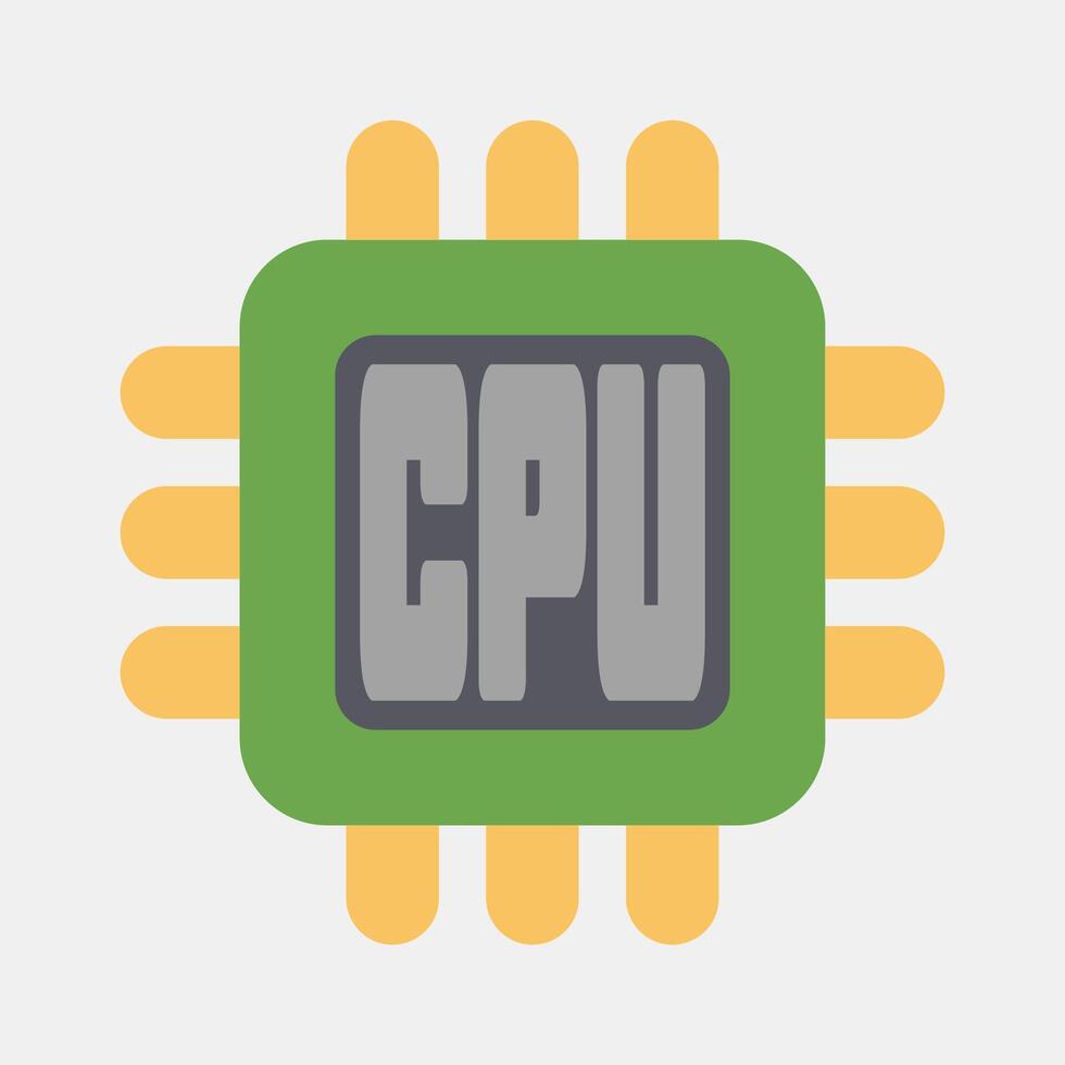 Icon processor. Computer components elements. Icon in flat style. vector