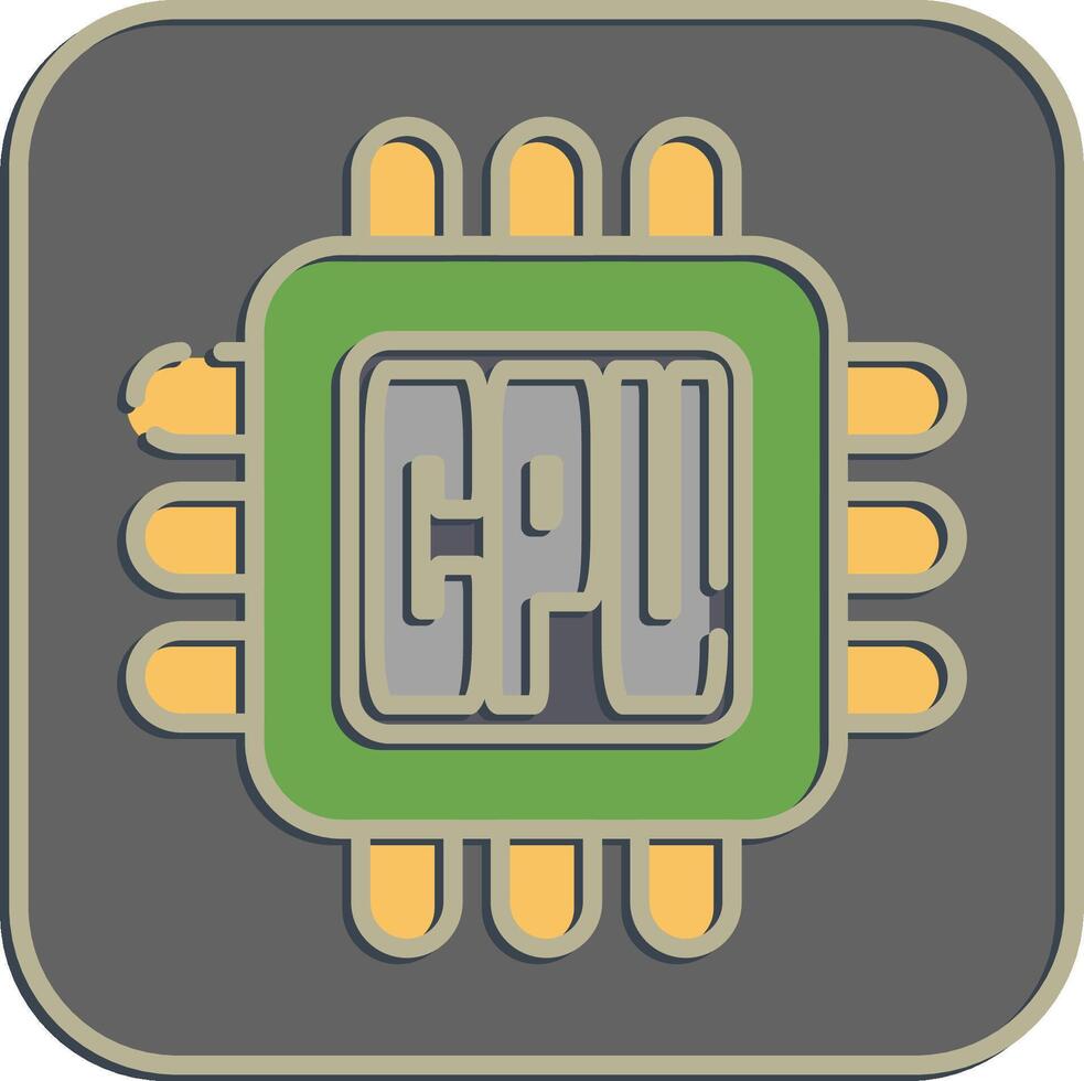 Icon processor. Computer components elements. Icon in embossed style. vector