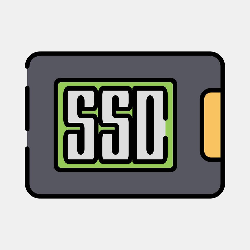 Icon ssd. Computer components elements. Icon in filled line style. vector