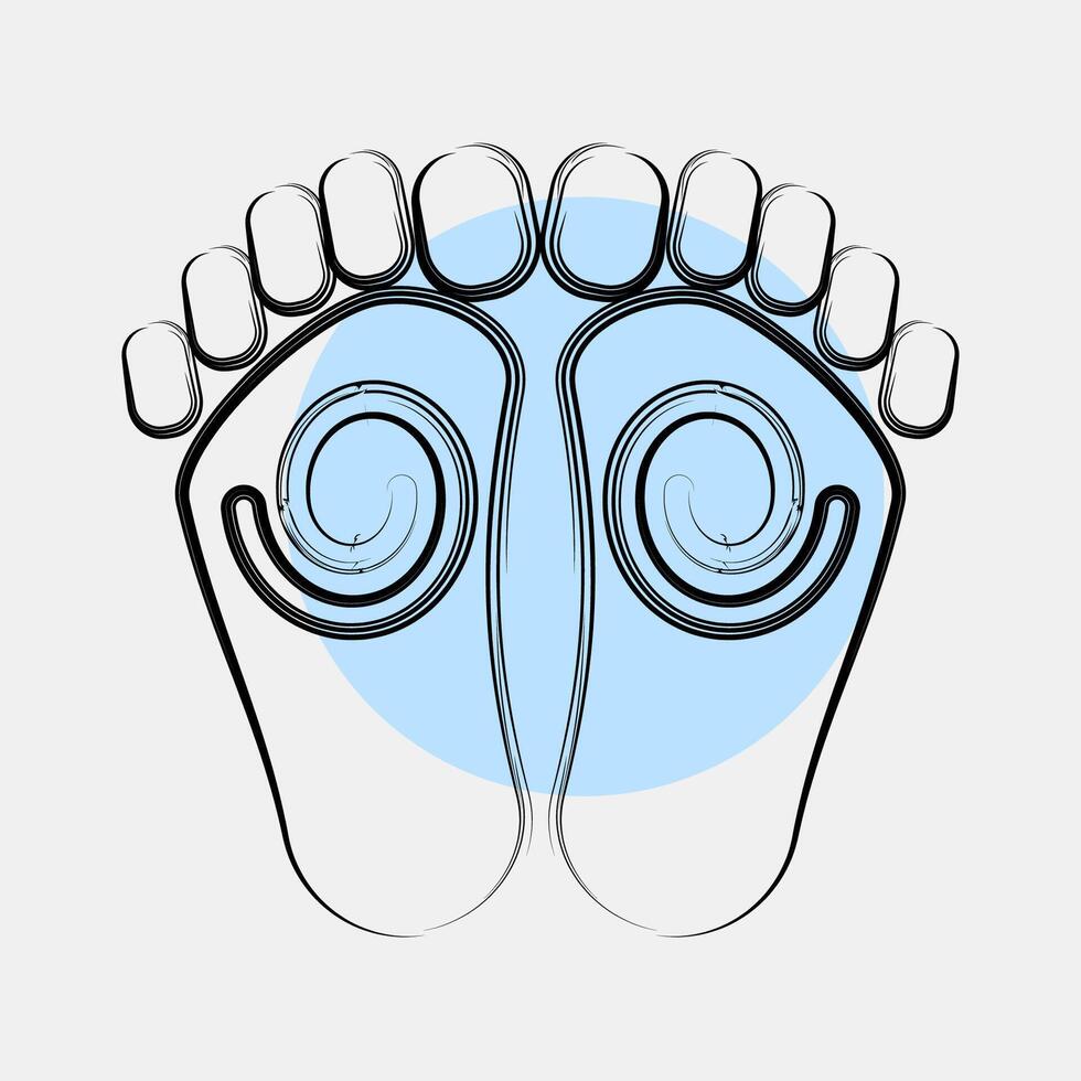 Icon buddha feet. Buddhism and vesak elements. Icon in color spot style. vector