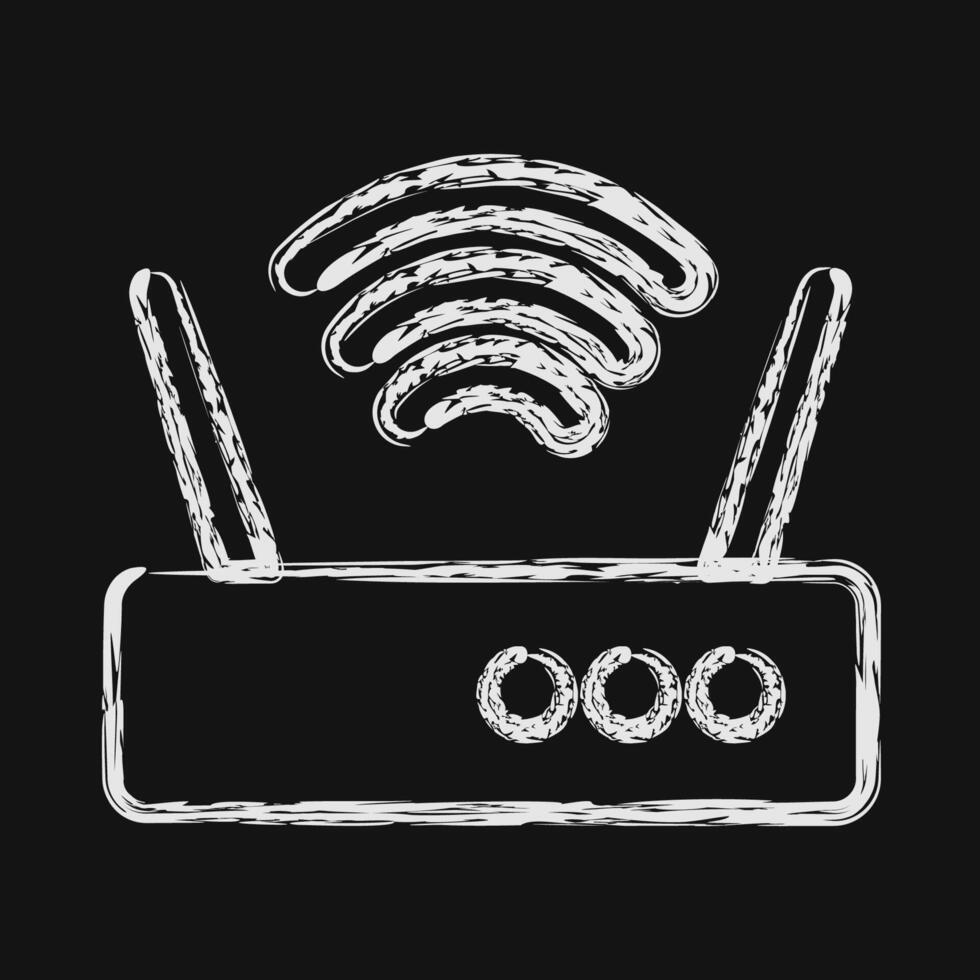 Icon router. Computer components elements. Icon in chalk style. vector