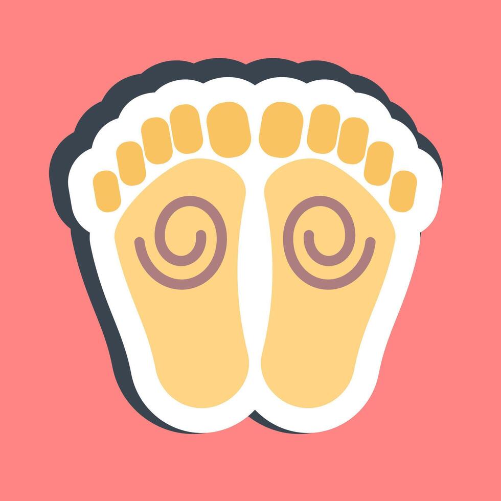 Sticker buddha feet. Buddhism and vesak elements. vector