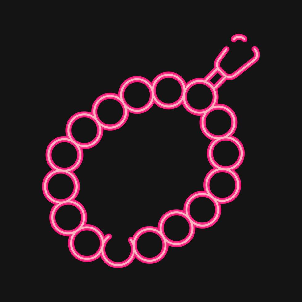 Icon beads. Buddhism and vesak elements. Icon in neon style. vector