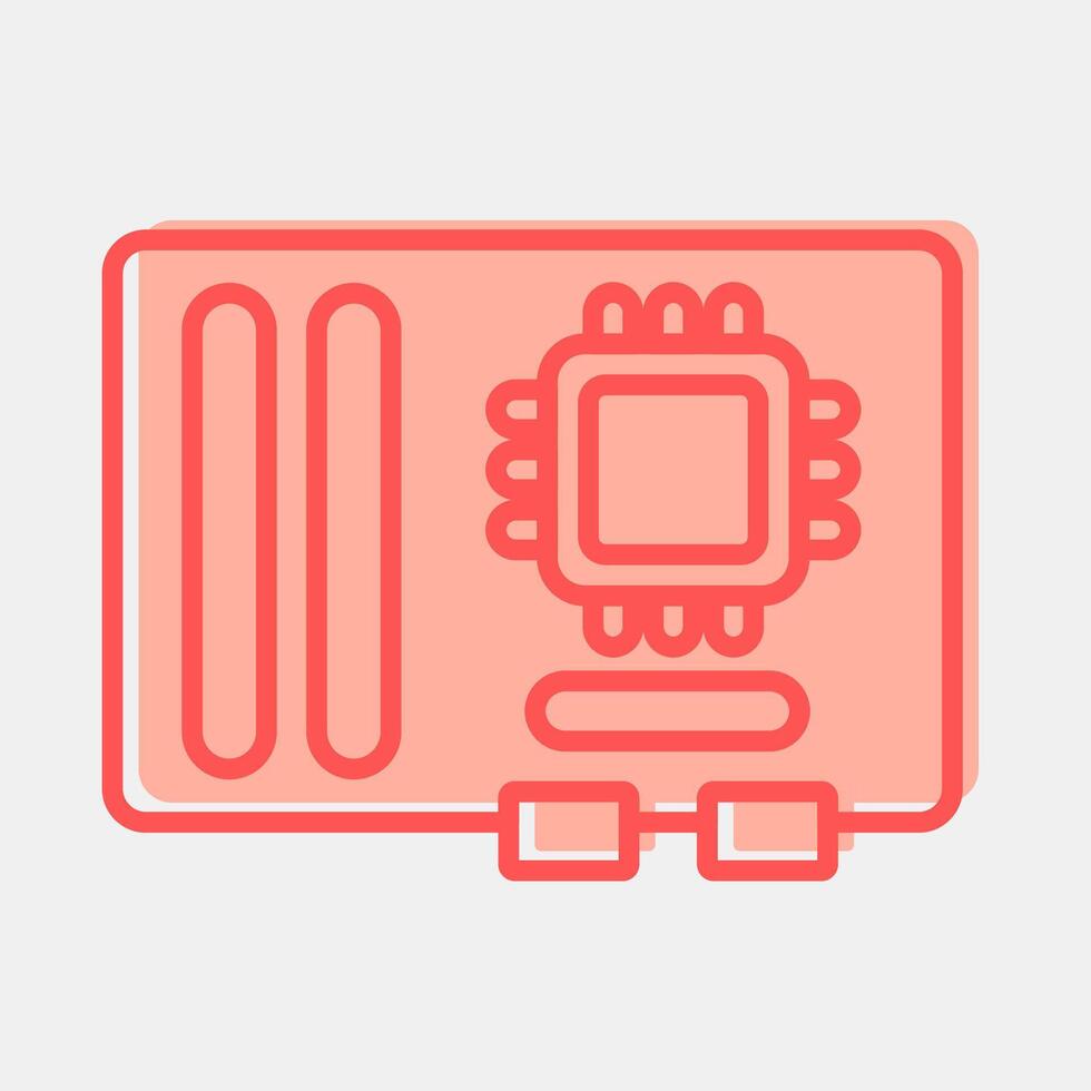 Icon motherboard. Computer components elements. Icon in two tone style. vector