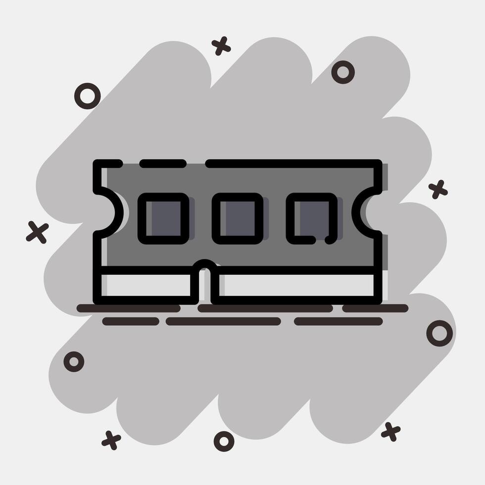 Icon ram. Computer components elements. Icon in comic style. vector