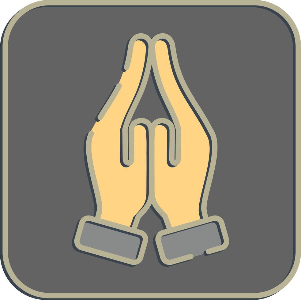 Icon prayer. Buddhism and vesak elements. Icon in embossed style. vector