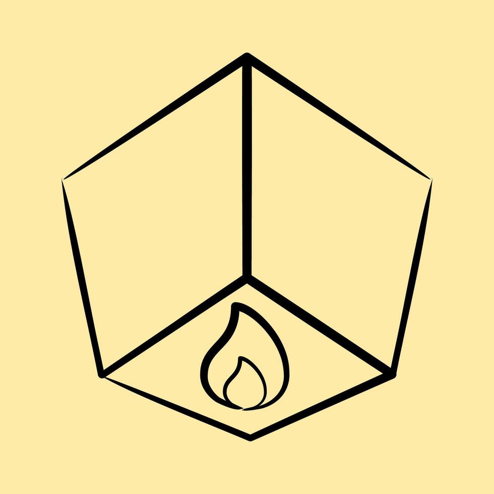 Icon sky lantern. Buddhism and vesak elements. Icon in hand drawn style. vector