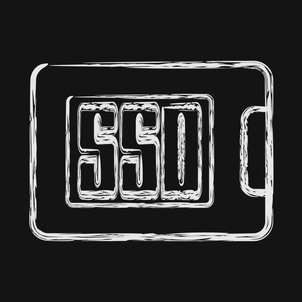 Icon ssd. Computer components elements. Icon in chalk style. vector