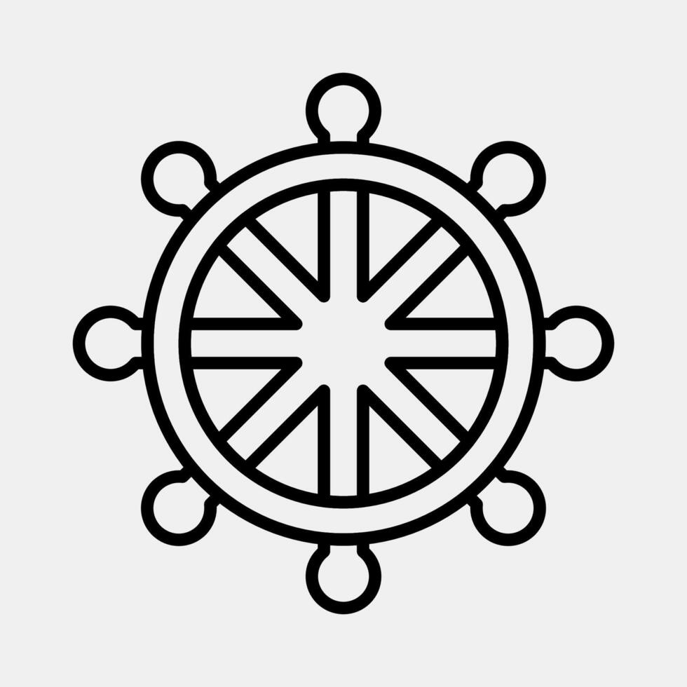 Icon dharma wheel. Buddhism and vesak elements. Icon in line style. vector