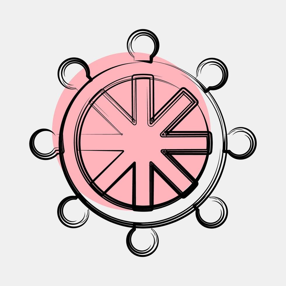 Icon dharma wheel. Buddhism and vesak elements. Icon in color spot style. vector