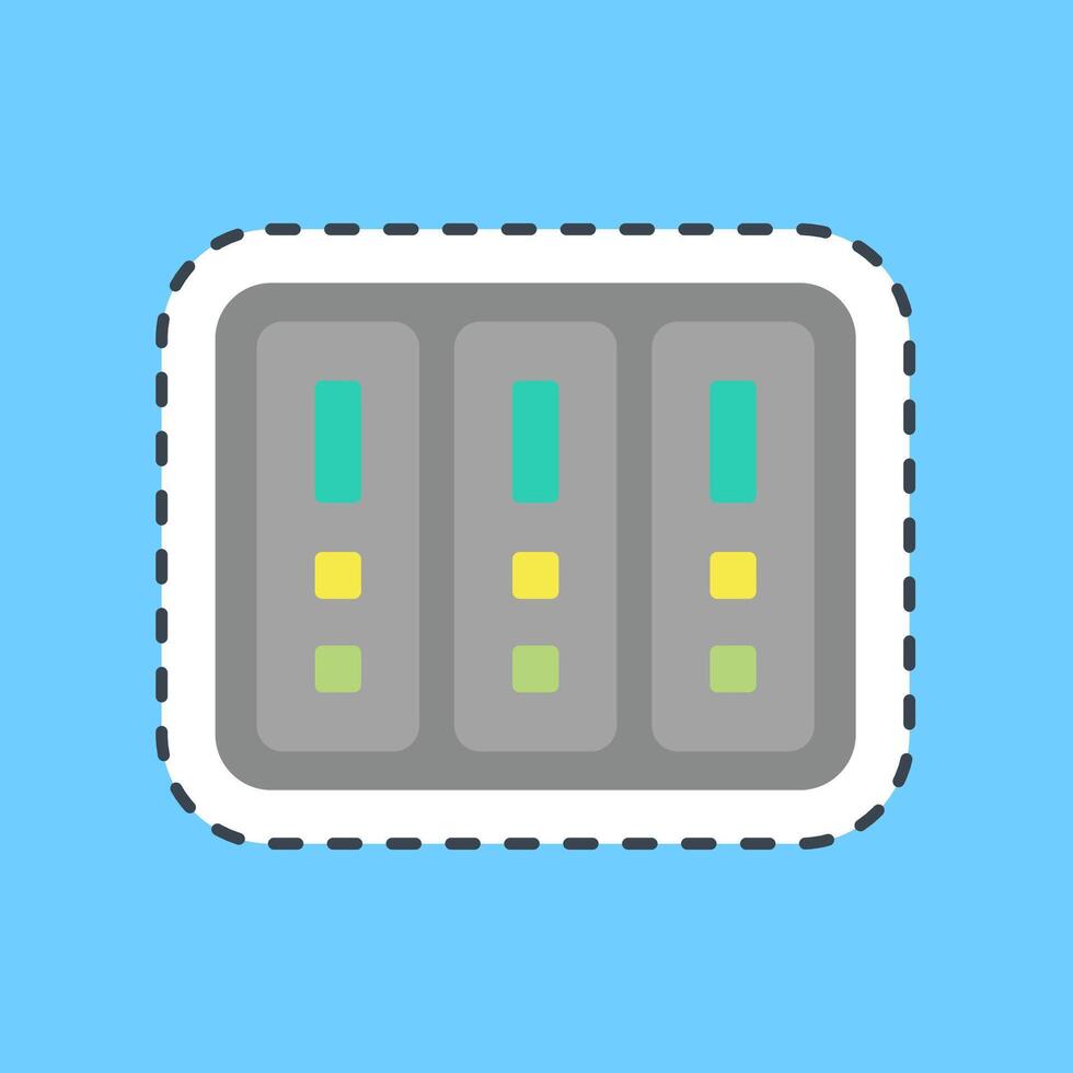 Cutting line sticker data center. Computer components elements. vector