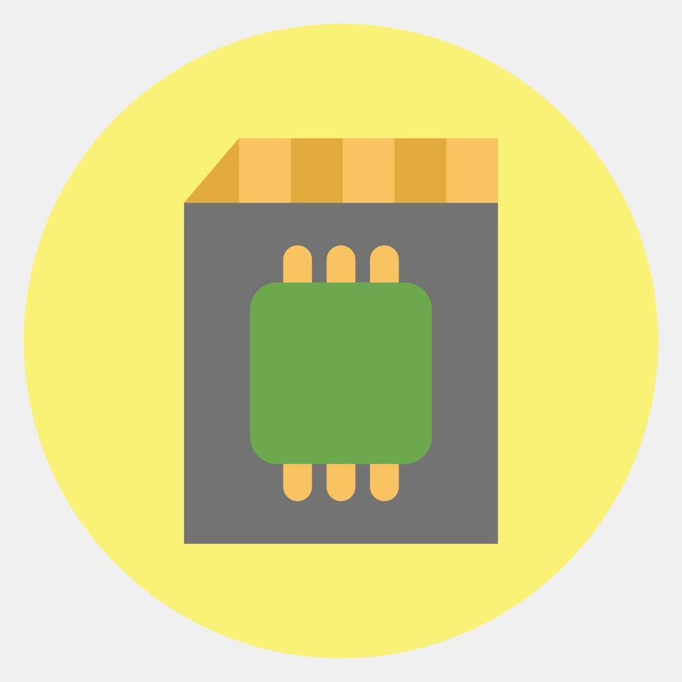 Icon memory card. Computer components elements. Icon in color mate style. vector