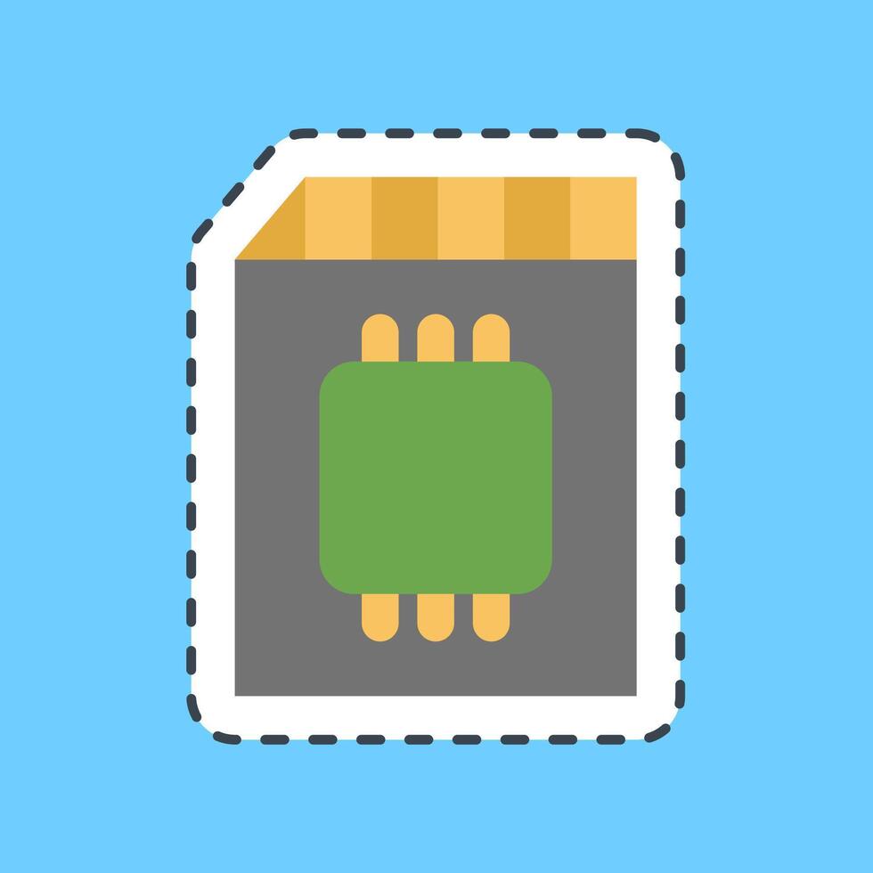 Cutting line sticker memory card. Computer components elements. vector
