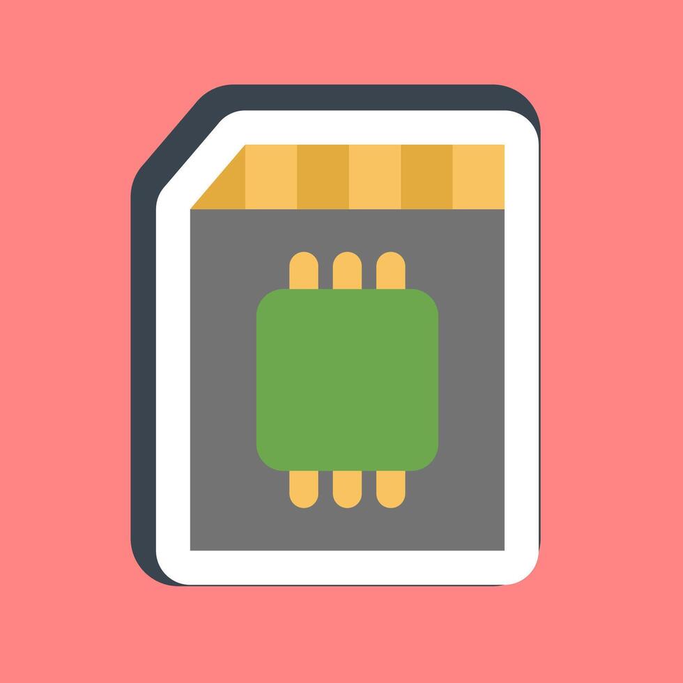 Sticker memory card. Computer components elements. vector