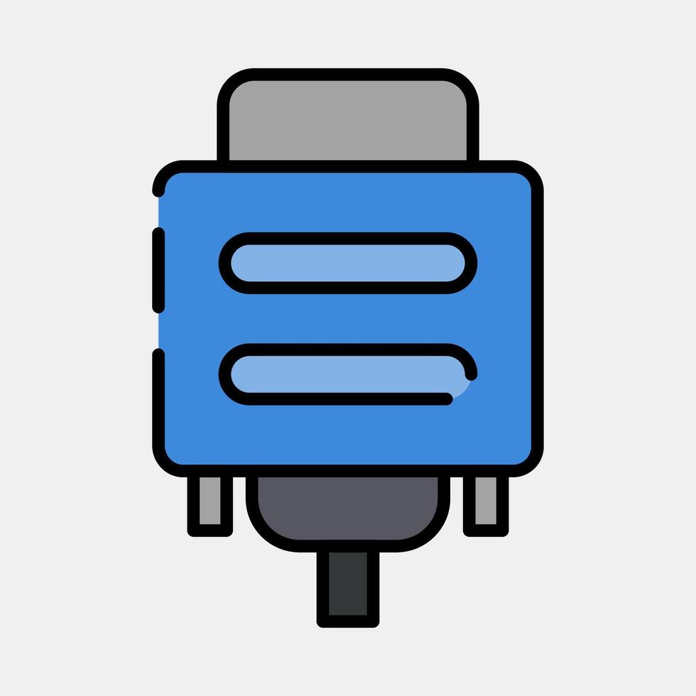 Icon vga. Computer components elements. Icon in filled line style. vector