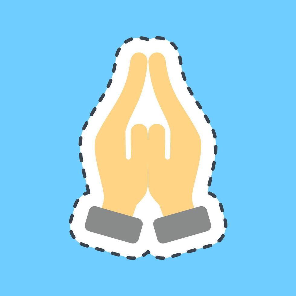 Cutting line sticker prayer. Buddhism and vesak elements. vector